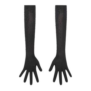 NWT Skims Jelly Sheer Rhinestone Gloves Sz M in Onyx